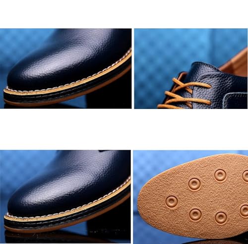 Men's Casual Leather Formal Oxford Shoes Non-Slip Breathable Lace Up Dress Shoes Round Toe Flat Comfortable Business Shoes for Dating Work2