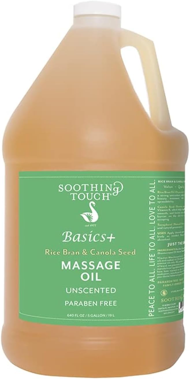 Soothing Touch Basics+ Rice Bran ​& Canola Seed ​Massage Oil, 1 Gallon