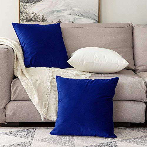 Image of Khooti Velvet Cushion Cover Pack of 1-18 inch x 18 inch / 46 x 46 cm - Royal Blue - Soft Pillow Covers Cushion Case for Sofa Bedroom Livingroom Chair Car, Cushion Cover
