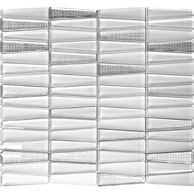 Unknown1 Silver White 12-in X Polished Matte Glass Mosaic Tile (5.38 Sq Ft/case) Rectangle