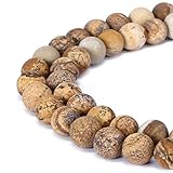 BRCbeads Picture Jasper Natural Gemstone Loose Beads 8mm Matte Round Crystal Energy Stone Healing Power for Jewelry Making