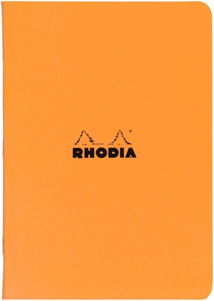 RHODIA 119184C - Orange Piqué Notebook - A5 - Small Squares - 96 pages - White Clairefontaine Paper 80 g/m - Soft, resistant and waterproof coated card cover - Classic
