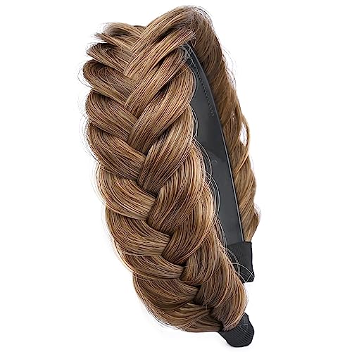 BOBIYA Wide Braided Headband with Teeth Braid Headbands With Teeth for Women Braided Hair Headbands with Tooth (Claybank)