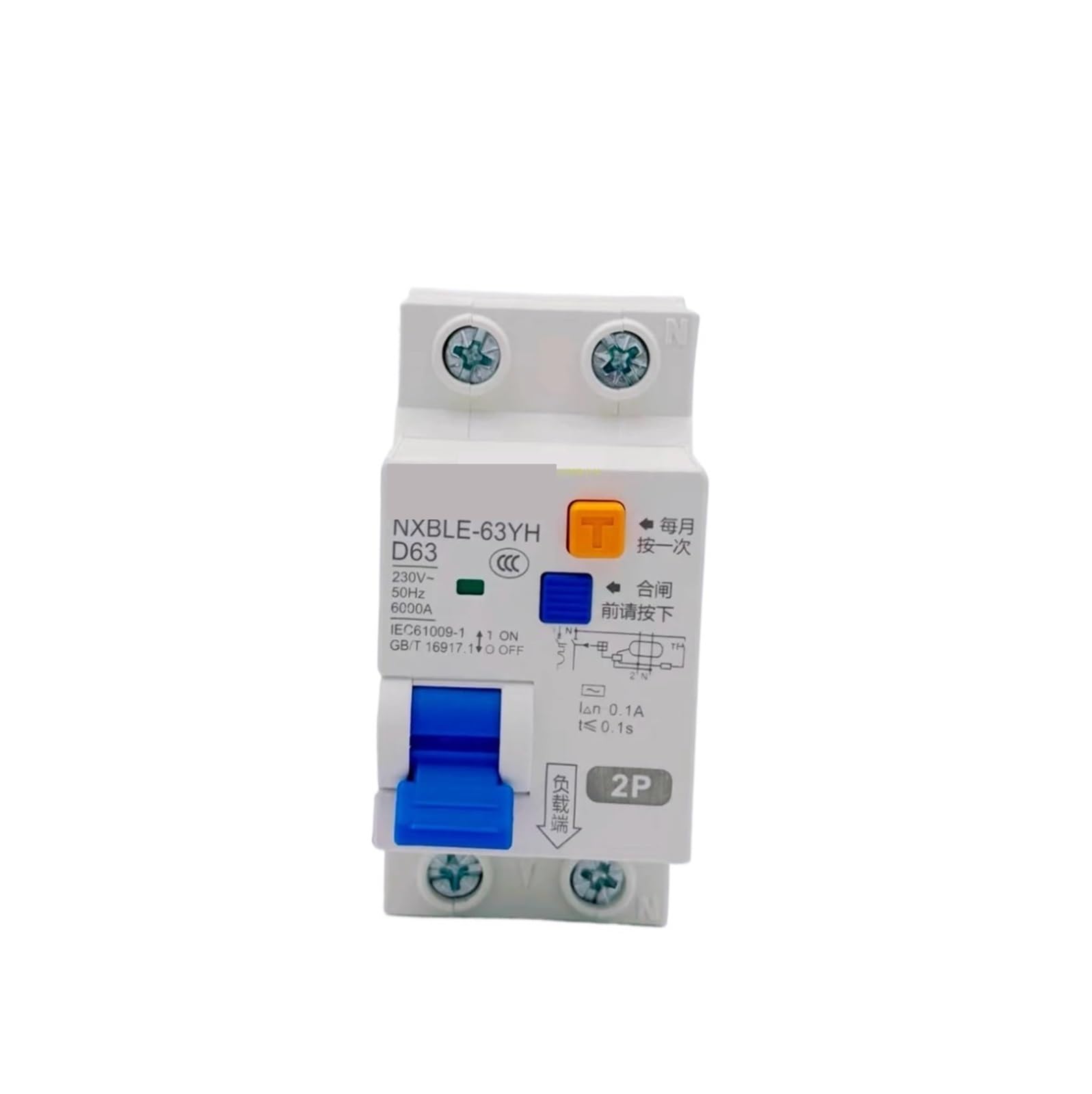 2 Pole Residual Current Breaker NXBLE-63YH 100mA RCBO Circuit Breaker 2 ...