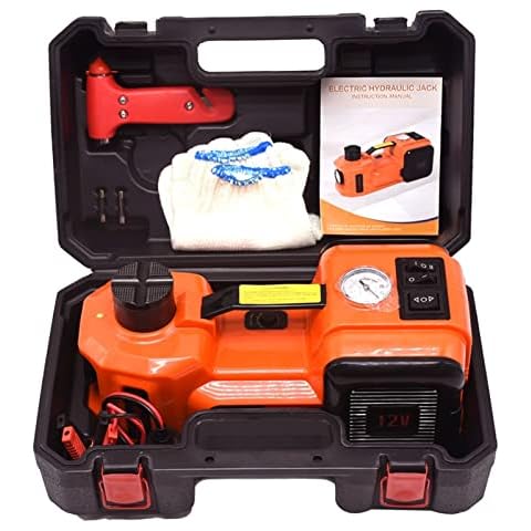 DOLUNTO 3 In 1 Electric Car Jack Kit 5Ton 12V Hydraulic Jack With Impact Wrench Tire Inflator Built-in LED Light for The Car (Color : Jack) Cover