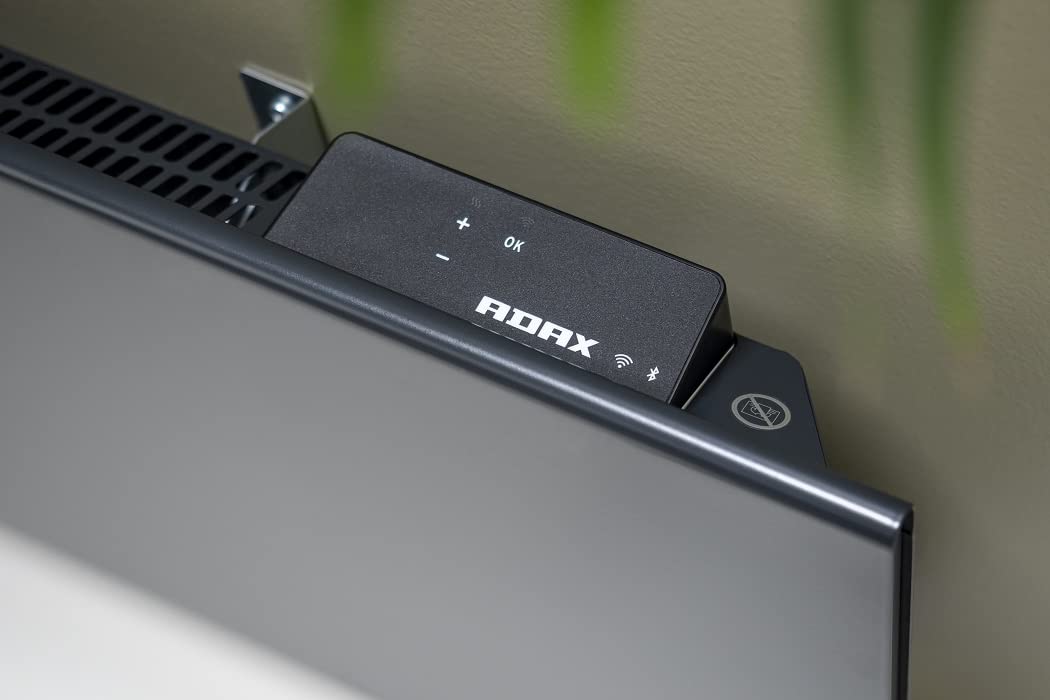 Adax Neo H - Convettore da parete Wifi con Termostato | Controllo smartphone | Termosifone Elettrico | Stufetta Elettrica Basso Consumo | Altezza 330 mm | Stufa Elettrica 1000W | KWT Nero | IP24C