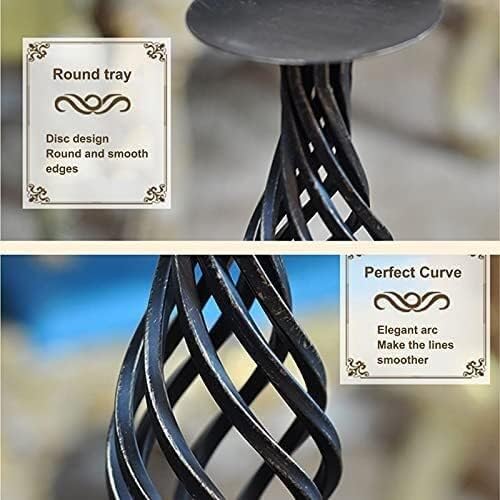 Miniatura 4 de Candelabro arquístico de hierro hueco negro, portavelas para columnas, adorno para decoración de mesa de comedor, sala de estar, bar, 2 piezas