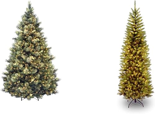 National Tree Company Carolina Pine 75 Foot Artificial Holiday Prelit Christmas Tree w750 Clear Lights Artificial Pre-Lit Slim Christmas Tree Green