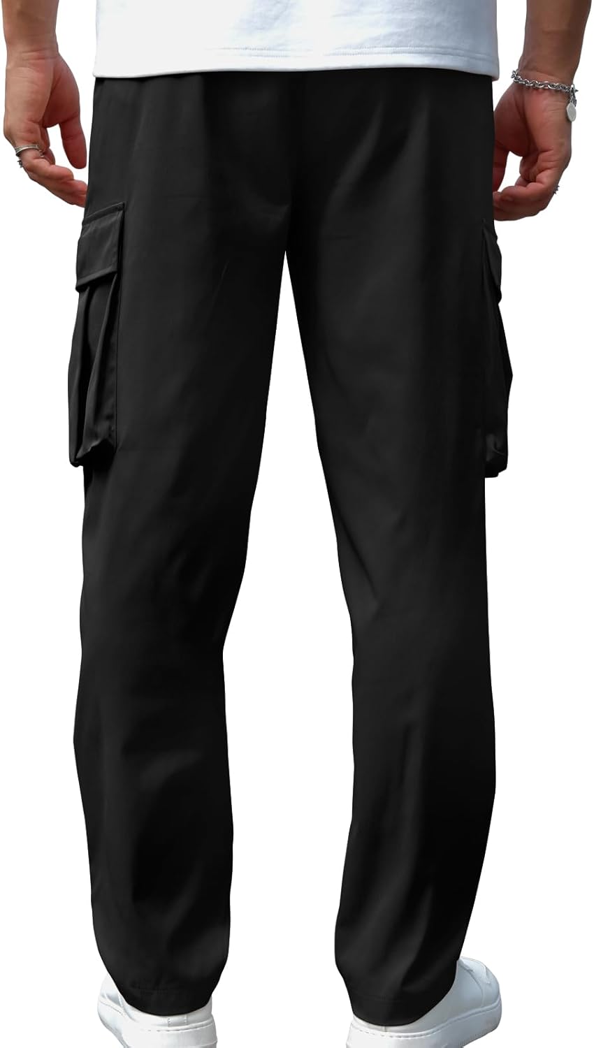 Mancozy Men's Casual Cargo Sweatpants Waist Drawstring Joggers Tactical Loose Fit Pants for Men with Multi Pockets - Image 2