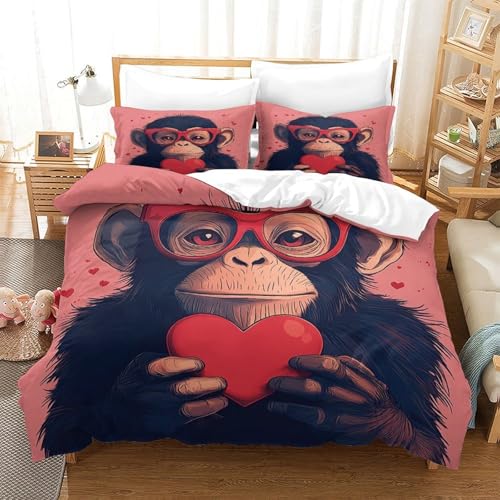 Parure de lit singe à lunettes housse de couette microfibre 135x200