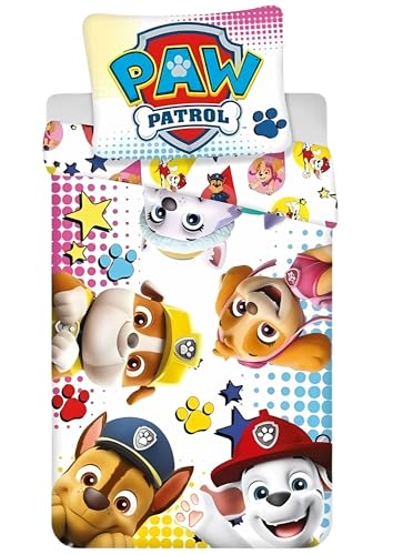 arlis Parure de Lit Paw Patrol, Housse de Couette Réversible 140x200 cm, Taie d'oreiller 65x65 cm (Parure de lit Paw Patrol)