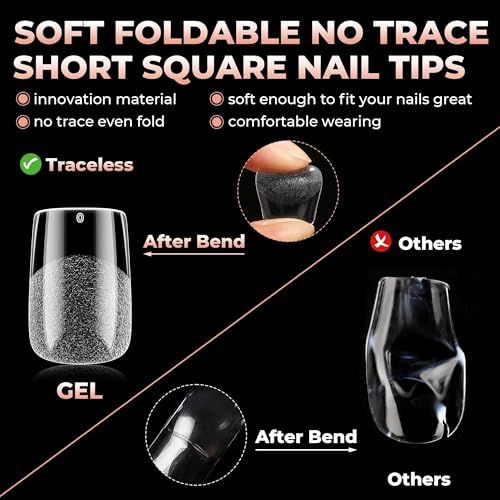 Image of UNA GELLA Short Square Nail Tips, 312pcs Nail Tips Square Fake Nails