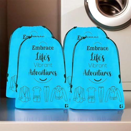 Image of Kuber Industries Pack of 4 Cloth Storage Bag | Non-Woven Storage Organizer | Travel Cloth Carrying Bag | Garments Cover for Laundry | Storage Organizer for Clothing | Medium | Sky Blue