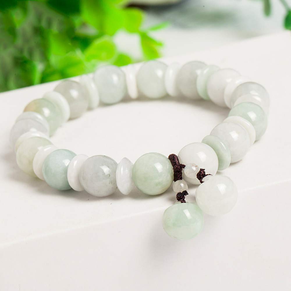 Bracciale di Giada per Donne, Braccialetto di Buddha, 10 mm Green Natural Jadeite Bracciale di Perline Giada,