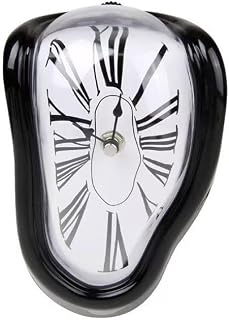 Melting Clock Salvador Dali Style Creative Vintage Silent Wall Shelf Table Clock for Home Office Decorative Gift (Black)