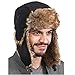 Ushanka Hat, Waterproof Windproof Faux Fur Trapper Hat with Ear Flaps,Warm Fashion Thick Winter Hats for Men for Hunting Blue