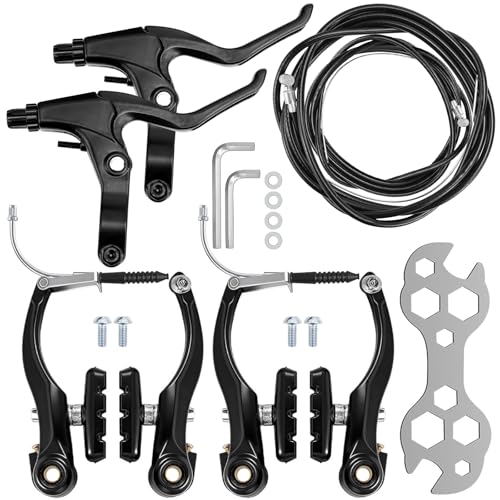 VDSTAR Fahrrad Bremsen Set V-Brake Universal Fahrradbremsen Bremsseile und Bremshebel Kit Vordere und Hintere Bremse für Mountainbikes und Rennräder