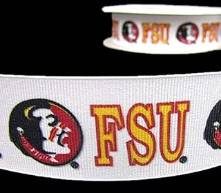 Ribbon Bows Crafts Ribbons for Gifts Wrapping Party Wedding - 5Yd FSU Florida State University Seminoles Sports Team Football Grosgrain Ribbon