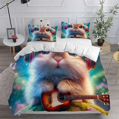 Parure de lit lapin avec housse de couette microfibre 260x220cm