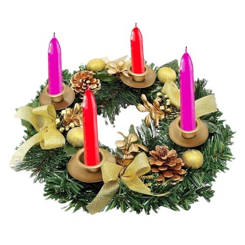 Centre de table de Noël avec couronne de bougies traditionnelles - 7