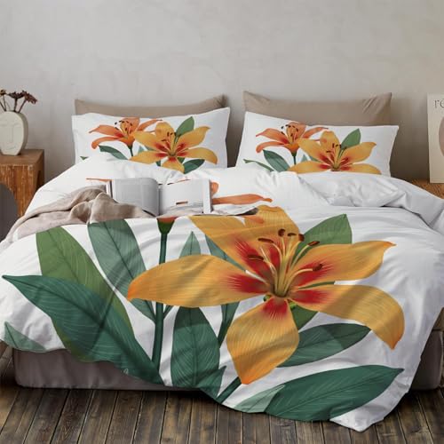 Housse de couette lys hawaïen infroissable lit enfant microfibre 3D - 2