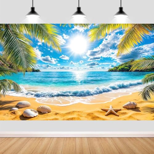20X10ft Tropical Hawaii Beach Photography Backdrop Summer Blue Sky Sunshine