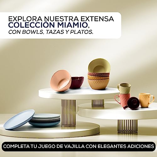Miniatura 6 de Miamio - 6 X 800 Ml - Juego De Cuencos Juego De Cuencos De Cereales - Colección Palmanova Rojo Mm-117