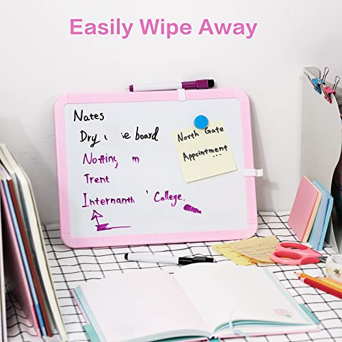 Vusign Small White Board Dry Erase, 8.5'' X 11'' Magnetic Dry Erase Board, Mini Whiteboard With Markers For Kids, Students, Fridge, Wall, Locker, Pink #TOP3