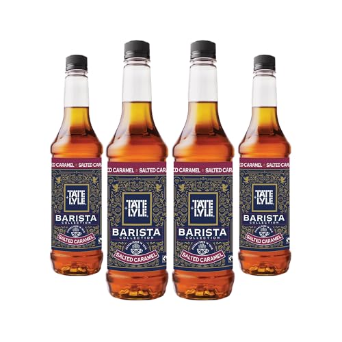 Tate & Lyle - Salted Caramel Syrup - Fairtrade Syrup Set Vegan and Vegetarian Friendly - Salted Caramel Coffee Syrup Cold and Hot Drinks - Produced in the UK - 4 x 750ml