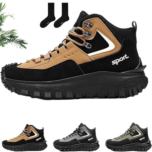 Cushygait Boots Men, Men's Outdoor Hiking Boots - Waterproof, Non-Slip, Wide Toe Outdoor Leather Shoes, Arch Support Orthopedics Shoes for Men