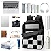 Black White Checkered 17 Inch Backpack Classic Travel Daypack with Adjustable Shoulder Straps for Men Women
