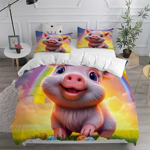 Housse de couette microfibre animaux pour literie sans repassage