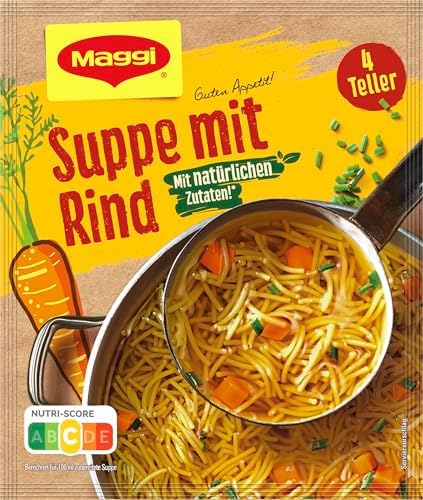 MAGGI Guten Appetit Rindfleisch Suppe, 1er Pack (1 x 85g) | Leckere Nudelsuppe, schnell zubereitet