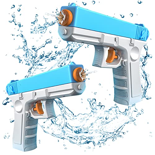 2 Piezas Pistola de Agua Pequeña,Mini Pistolas de Agua,Pistolas De Agua para Niños,Juguete Plástico De Pistolas De Agua,Pistola de Agua Juguete,La Playa De Piscina De Verano del Jardín（Azul Grande）