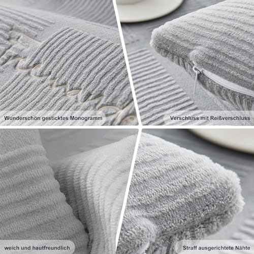 Couch Überzug,Sofa-Schutzhülle 1/2/3/4 Sitzer L Form Sofa Cover Sofa Überzug Ecksofa,2024 Neue Universelle Rutschfeste Solide Strukturierte Ultra Stretch Grau Kissenbezug für Wohnzimmer(45x45cm)
