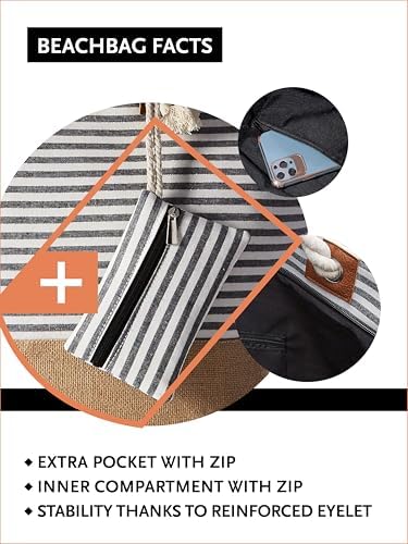 XXL Family Beach Bag with Zip - Stylish & Spacious Ladies Tote - Image 3