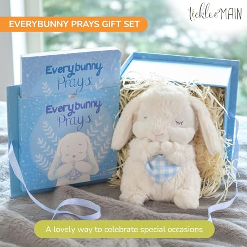 Tickle & Main Everybunny Prays The Praying Musical Bunny, Ideal Baptism & Christening Gifts for Boys, Babies & Toddlers on Easter & Christening (Blue, 7 in)