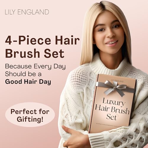 Luxury Hair Brush Gift Set for Women & Girls - Lily England 4-Piece Professional Styling Collection - Premium Ladies Gift Set | Elegant Gifts for Women for All Hair Types - Matte Rose Gold - Image 3