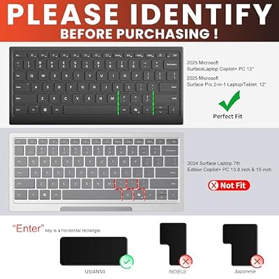 CaseBuy Premium Keyboard Cover for Microsoft Surface Laptop(2025) Copilot+ PC 13 Snapdragon X Plus, Surface Pro 2-in-1 Laptop/Tablet(2025) 12, Ultra Thin High Transparency TPU Keyboard Skin