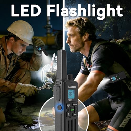 Image of SAMCOM FRS Two Way Radios Bulk Set with NOAA Group Call Alert Earpiece | 2-Watt License-free 22 channels 1250mAh battery Rechargeable USB Charging UHF Walkie Talkie for Adults Restaurant Warehouse