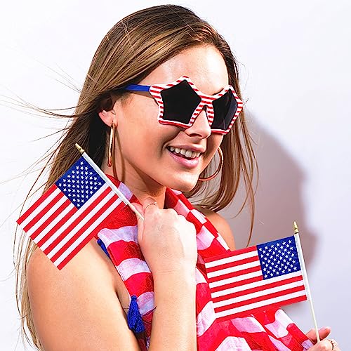 12 Pack Small American Flags On Stick Mini American Flags Small With Stick, Us American Hand Held Stick Flags For Outdoor Yard Patio Fourth Of July Decorations (4X6 Inch) #TOP2
