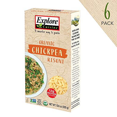 Explore Cuisine Organic Chickpea Risoni (6 Pack) - 10.6 oz - High Protein Gluten Free Pasta - USDA Certified Organic, Vegan, Kosher, Non GMO - 30 Total Servings