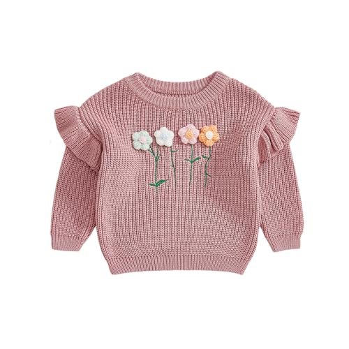 Baby Girl Sweater Cute 3D Floral Knit Sweaters Toddler Infant Crewneck Pullover Sweatshirt Tops Fall Winter Clothes
