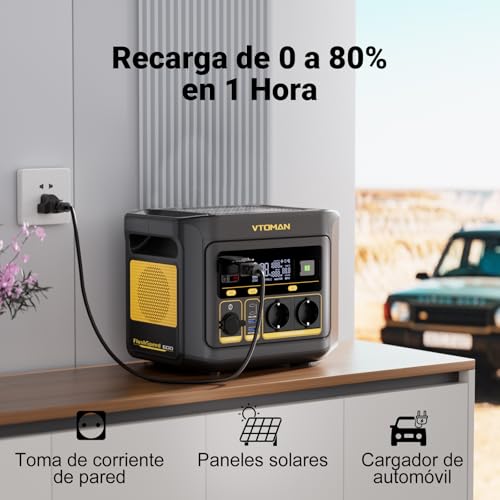 VTOMAN FlashSpeed 600 Estación de EnergÃa Portátil con Panel Solar 200W - 600W/499Wh BaterÃa LiFePO4 Generador Solar, 80% Carga Rápida en 1H, para Camping, Fiestas, Viajar, Emergencia - Imagen 4