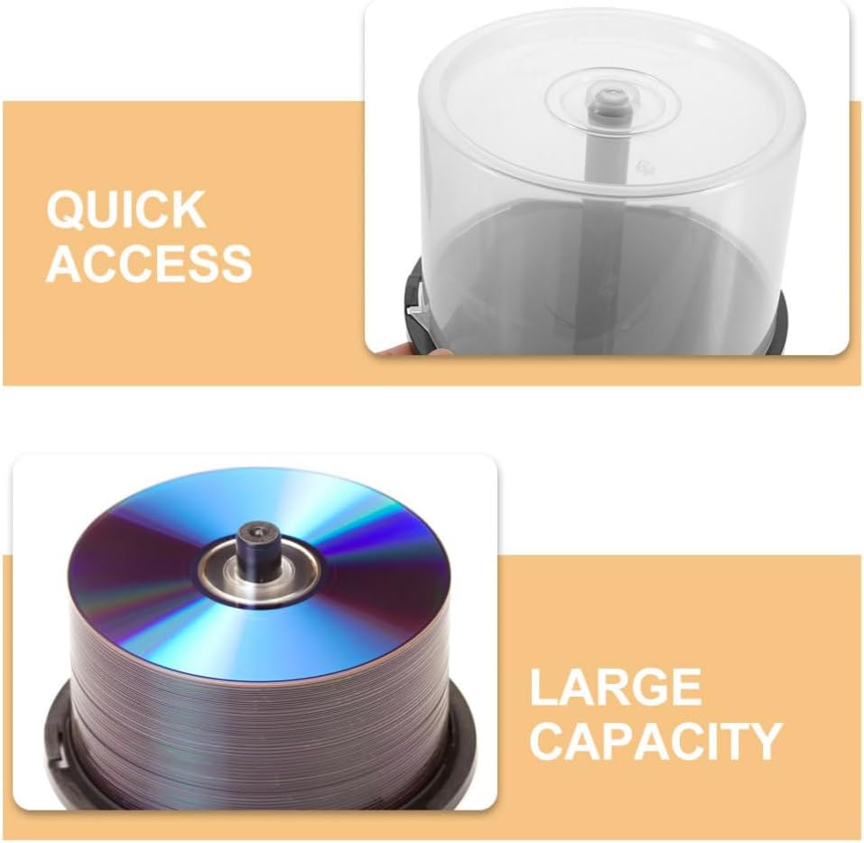 LIFKOME Cd DVD Storage Bucket 5.51X5.51X3.14In Plastic Disc Organizer with Dome Lid Holds 50 Discs Space-Saving Case for Home Office Travel