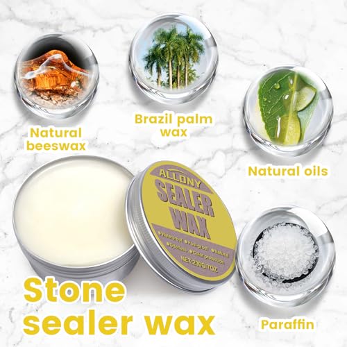 Allony Sealer Wax, Versiegelung für Gießpulver, Gips Versiegelung Wasserfest Wachs Set, Geeignet für Stein/Bastelbeton zum Gießen/Marmor/Quarz/Granit/Schiefer/Keramikoberflächen, 200g