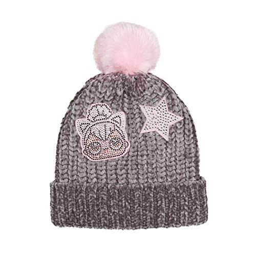 LOL Surprise Soft Chenille Winter Hat & Gloves Set for Girls with Pompom and LOL Doll Patches Grey2