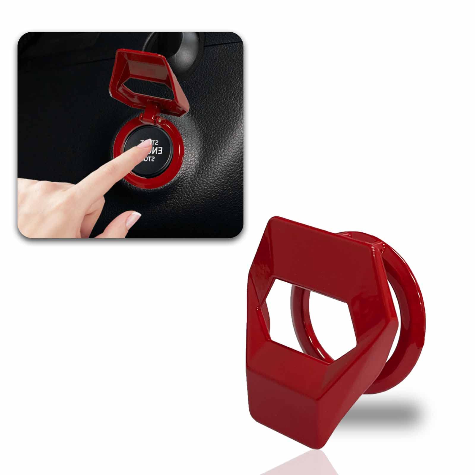 Msyuusr Engine Start/Stop Button Cover, Aluminum Alloy Universal Car Power Control Trim, Push to Start Button Cover Key Protective Cover for Most Car Interior (Red)