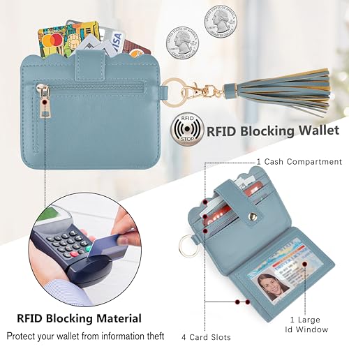 Image of Wristlet Wallet for Women with Keychain - RFID Card Holder Small Wallet Wristlet with Key Ring