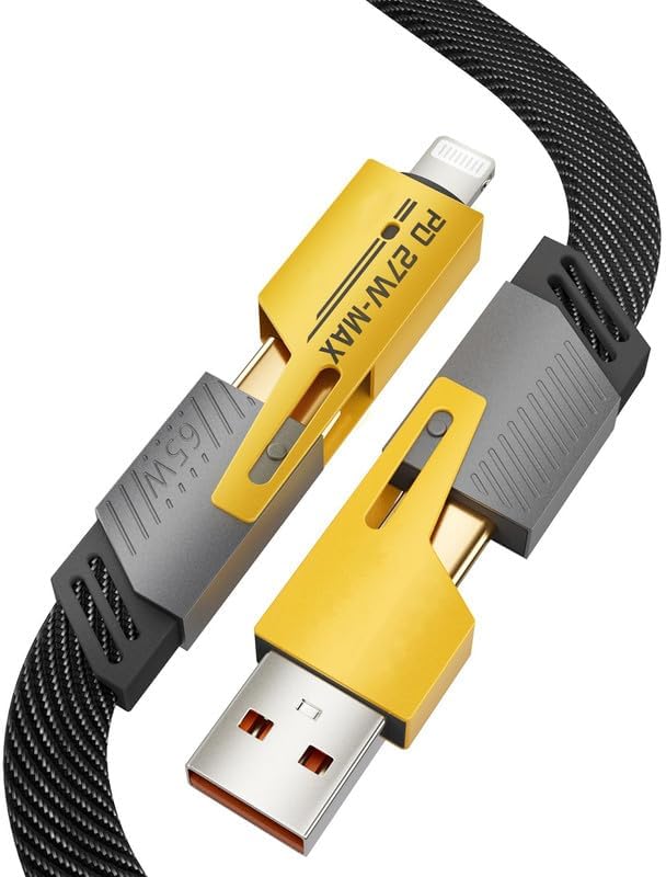 4 in 1 Fast Charging Cable For Mahindra Scorpio-N Z8L AT Original Quick 3.1 Amp USB iOS Type-C Devices Mobile Tablet PC Laptop Android Smartphone with 1.2m - (Black, SZ.N3)